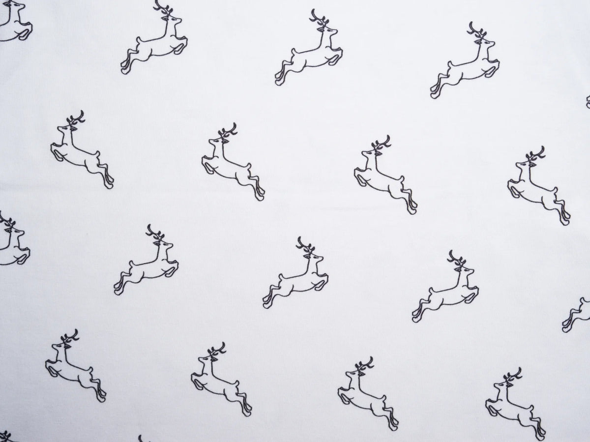 Uhuru print detail — running gazelle print in white