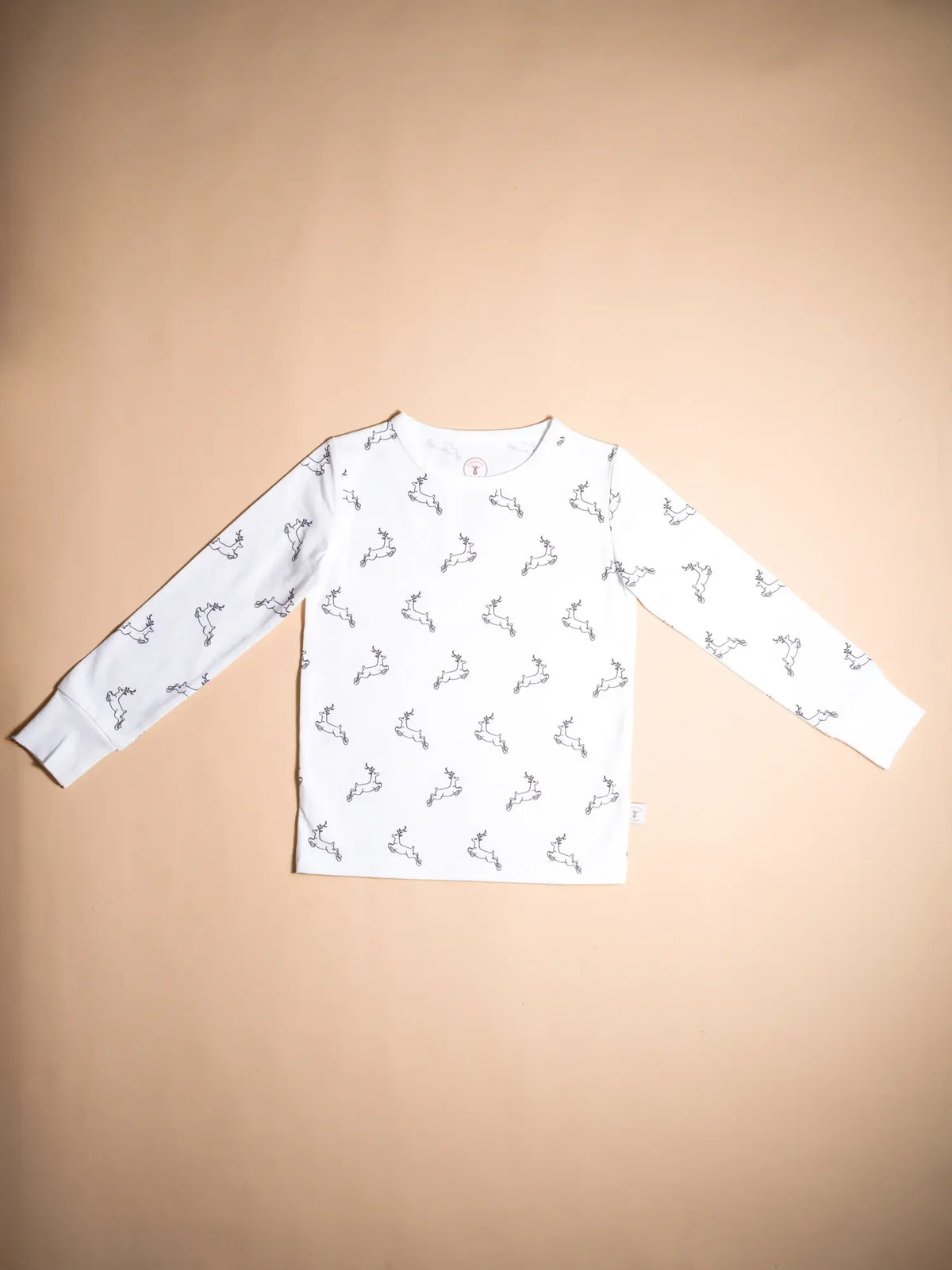 KendiKids Uhuru Pajama Set — running gazelle print in white